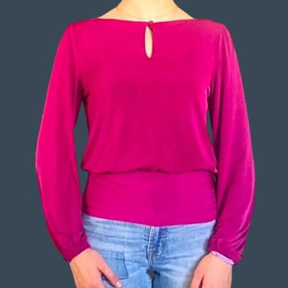 Live with Intensity -Long Sleeve Top and cinched at the waist Size Small Magenta - Picture 1 of 3